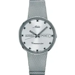 Mido Commander 1959 M8429.4.21.13 - elegante Herrenuhr in Silber - Herrenuhren mit silberfarbigem Zifferblatt und original Mido Milanaise-Armband, ideal für stilbewusste Männer