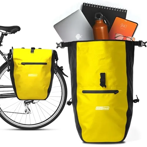2Radwerk Fahrradtasche für Gepäckträger - 100% wasserdicht und vielseitig einsetzbar - Fahrradtasche mit 25,4 l Volumen, ideal für Abenteuer. 100% wasserdicht, mit Tragegriff und Schultergurt, passend für fast jeden Gepäckträger.