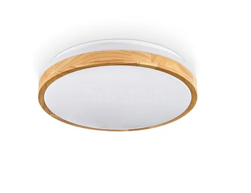 hofstein Deckenleuchte dimmbare Deckenlampe aus Metall/Bambus/Kunststoff in Weiß/Natur, LED wechselbar, 3000 - 6000 Kelvin, LED Leuchte(38cm), 2500 Lumen, 3000 -6000 Kelvin, inkl. Fernbedienung