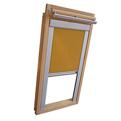 Verdunkelungsrollo Rollo für VELUX Dachfenster TYP GGL/GPL - 406 oder P06 - Farbe ocker - mit Aluminium Seitenschienen - KLICK Montage