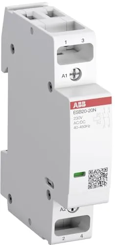 ABB Stotz S&J Installationsschütz ESB20-02N-06 R0602 - 2-poliger Installationsschütz für 1-phasige Lasten bis 20 A, brummfrei und leise im Betrieb, ideal für Verteilereinbau und vielseitig einsetzbar.