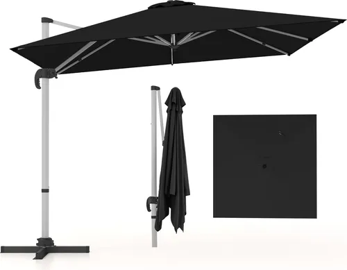 COSTWAY Rechteckiger Sonnenschirm - Großer Ampelschirm mit Kurbel, 360° drehbar und neigbar für optimalen Sonnenschutz im Garten oder auf der Terrasse.