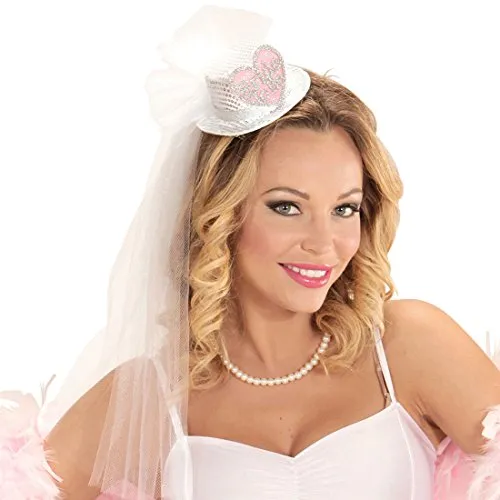 NET TOYS JGA Hut mit Brautschleier Hochzeitsschleier Braut Kopfschmuck Junggesellinnenabschied Minihut Bride to Be