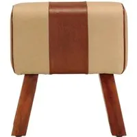 vidaXL Sitzbank im Turnbock-Design aus Echtleder - Sitzbänke & -truhen, Vintage-Atmosphäre mit strapazierfähigem Echtleder und stabilen Mangoholzbeinen für zusätzlichen Komfort.