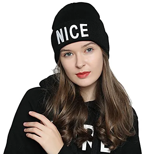 DonDon Mütze Damen Beanie Statement Wintermütze Nice