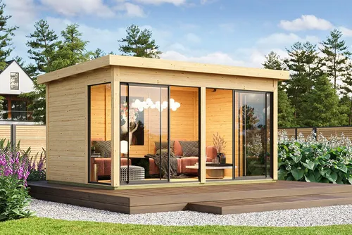 Karibu Gartenhaus Ditsche 5, BxT: 471x330 cm, inkl. Massivholzfußboden, Made in Germany