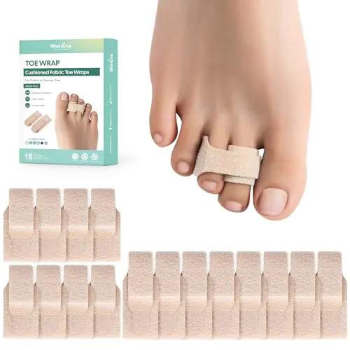 Pack of Hammer Toe Straightener, Welnove Hammer Toe Splints, Toe Cushioned Bandages, Toe Corrector for Overlapping Toes, Toe Splints for Crooked Toes, Curled Toes, Bent Toes