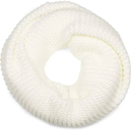 styleBREAKER Damen Strick Loop Schal Einfarbig mit Linksstrick Muster, warmer Winter Strickschal, Schlauchschal 01018166, Farbe:Creme-Beige