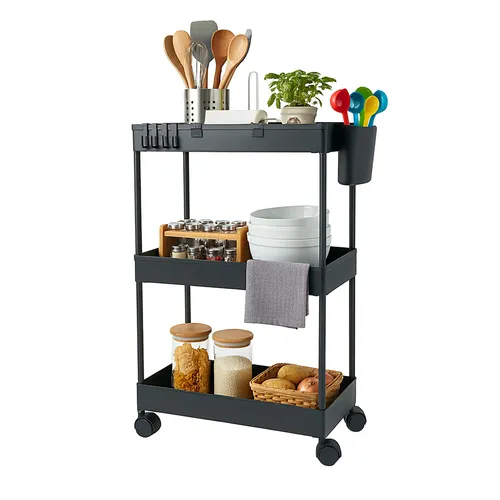 Rollwagen Servierwagen Küchenwagen Nischenwagen Rollregal Bastelwagen 3 Ebenen