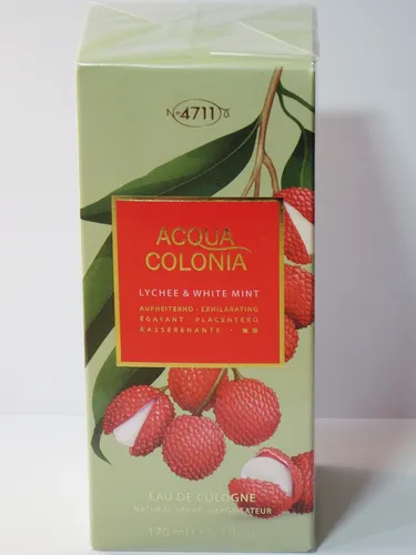4711 Acqua Colonia Lychee & White Mint Eau de Cologne 170 ml - Unisex Eau de Cologne mit erfrischenden Lychee- und weißen Minznoten, ideal für jeden Tag. Hochwertige Inhaltsstoffe sorgen für ein belebendes Dufterlebnis in eleganter Verpackung.