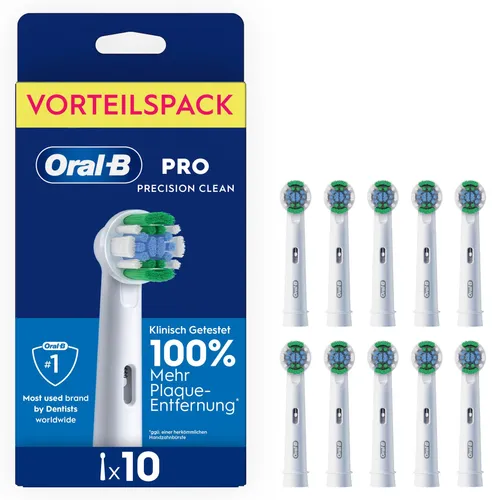 Oral-B Pro Precision Clean 10er Aufsteckbürsten - 10 Aufsteckbürsten für Oral-B Pro Zahnbürsten, optimales Reinigungsergebnis durch präzise Borstenanordnung, für eine gründliche Mundpflege.
