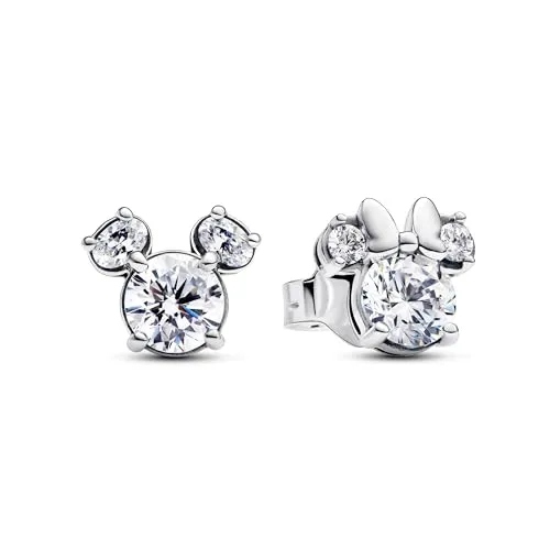 Pandora X Disney Micky Maus Minnie Maus Ohrringe - Funkelnde Sterling Silber Ohrringe mit Zirkonia, bezaubernde Hommage an Disney und perfekte Geschenkidee