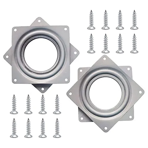 Sixfolo 2 Stück Drehlager Drehbeschlag 4 Zoll Quadratische Drehplatte 360 Grad Drehteller Kugellager Metall Drehbeschlag Stuhl mit Schrauben für TV,Möbel,Küche,Anzeigen Regal(70kg Tragkraft)