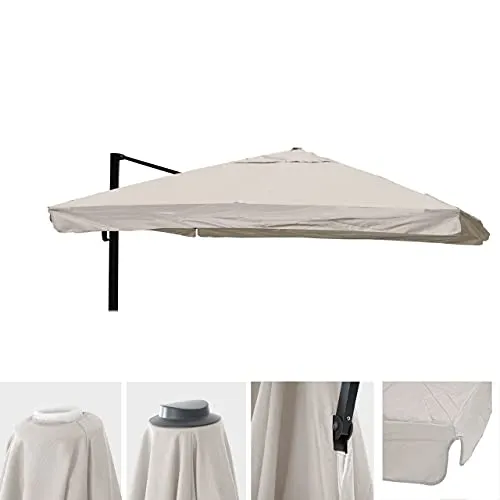 Mendler Ersatz-Bezug für Luxus-Ampelschirm HWC-A96 - Creme-grau - Abdeckhauben für Sonnenschirme: Witterungsfester Bezug 3x4m mit Flap, ideal für entspannte Stunden im Garten und effektiven Sonnenschutz.