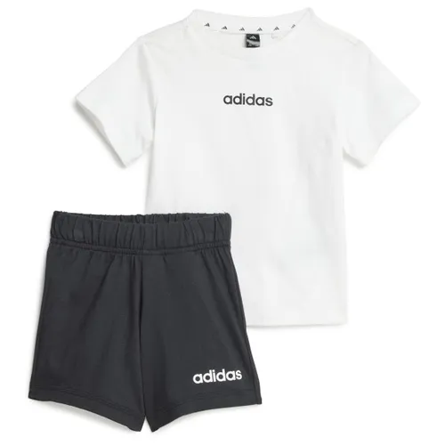 adidas Kid's Linear Logo T-Set 160 - Jogginganzug Gr 74 weiß - Bequemer Jogginganzug aus T-Shirt und Shorts für Sport und Freizeit - ideal für aktive Kinder, aus 100% Baumwolle für hohen Tragekomfort.