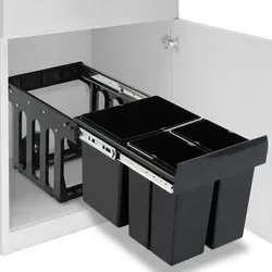 vidaXL Abfallsammler Soft-Close 48 L - Schwarz, ideal für Küchen mit Recyclingfunktion und sanft schließendem Mechanismus