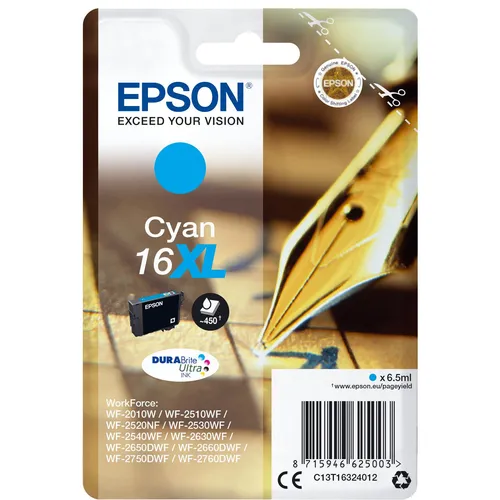 Epson CARTUCHO 16XL 450PAG CIAN - Tintenpatronen für Tintenstrahldrucker, hochleistungsfähig mit bis zu 450 Seiten, ideal für gestochen scharfe Ausdrucke.