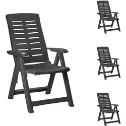 Mojawo Armlehnstuhl 4 Stück Klappstuhl Kunststoff Anthrazit - 4 Stück klappbare Gartensessel aus witterungsbeständigem Kunststoff, leicht und mit 5 Positionen für höchsten Komfort. Ideal für Garten und Terrasse, platzsparend und einfach zu transportieren.