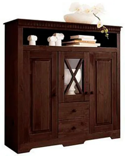 Home affaire Highboard Lisa, Massivholz Stauraumschrank mit Fräsungen