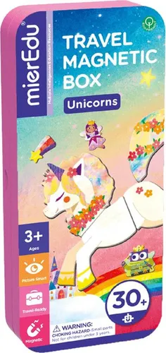 MIEREDU Lernspielzeug Magnetpuzzle Magnetspiel-Box Prinzessin Einhorn Tier