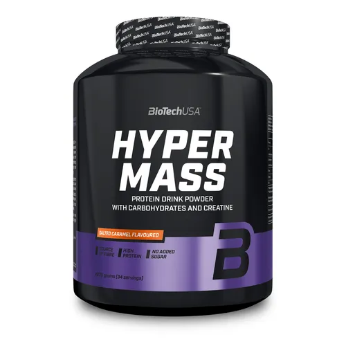 BioTech Hyper Mass 2270g Salted Caramel - Nahrhafte Mahlzeitenersatz-Getränke mit köstlichem Karamellgeschmack, ideal für eine ausgewogene Ernährung und einfach in der Zubereitung.
