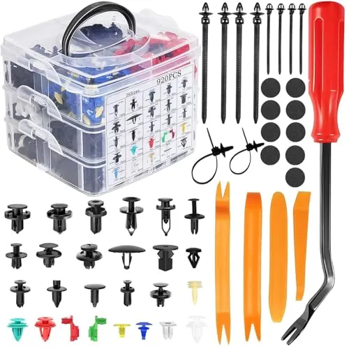 KIMIGO 1105 Stücke Auto Befestigung Clips,Universal Türverkleidung Klammern Stoßstangen Plastikklips Set,Befestigungclips Plastikklips Satz,Befestigungsclips mit Demontage Werkzeuge Kabelbinder