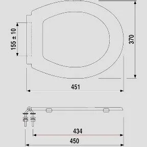 Sanit WC-Sitz ohne Deckel mit Chromnickelscharniere - Hochwertiger WC-Sitz aus Thermoplast mit verstellbaren Edelstahlscharnieren für einfache Montage und perfekte Passform auf genormte WCs.