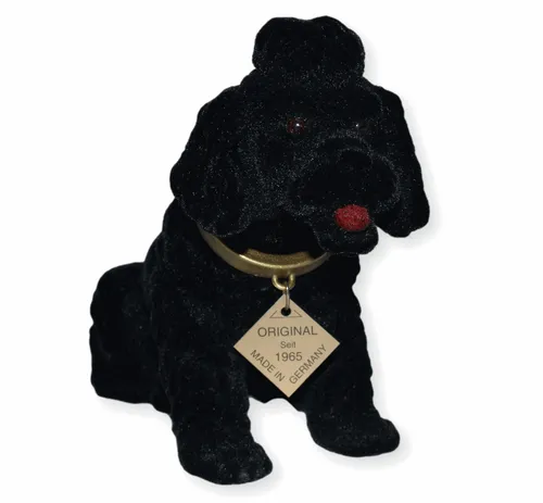 Wackel Figur Hund Pudel Wackelfigur H 13 cm schwarz klein Dekofigur Wackelkopf