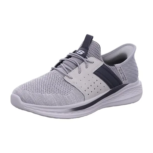 Skechers USA Men's Herren Slipper, grau, Gr. 48½ - Slipper & Mokassins für Herren mit atmungsaktivem Mesh-Obermaterial und luftgekühlter Memory-Schaum-Einlegesohle für ganztägigen Komfort und frische Füße.