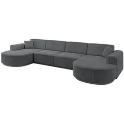 Altdecor Wohnlandschaft, Dunkelgrau, Textil, 6-Sitzer, 388x83x171 cm, Wohnzimmer, Sofas & Couches, Wohnlandschaften, Wohnlandschaften in U-Form