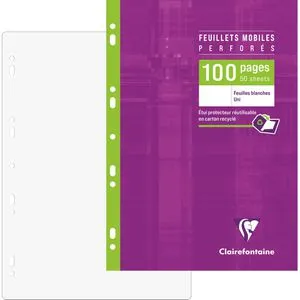 Clairefontaine Ringbucheinlagen 1730C, A4, 90g/m², 50 Blatt, Universallochung, blanko