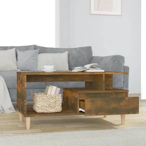 The Living Store Couchtisch Räuchereiche 90x49x45 cm