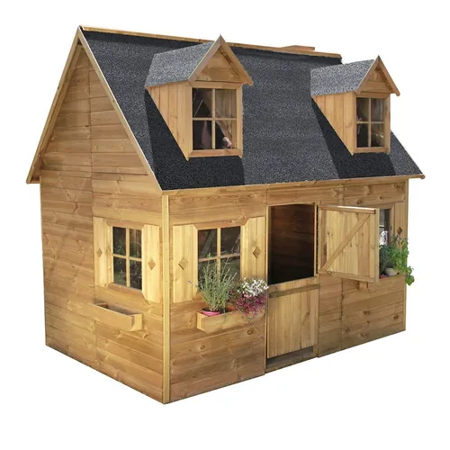 4iQ Kinder Spielhaus MARIA Holz Gartenspielhaus 247x161x218 cm Gartenhaus