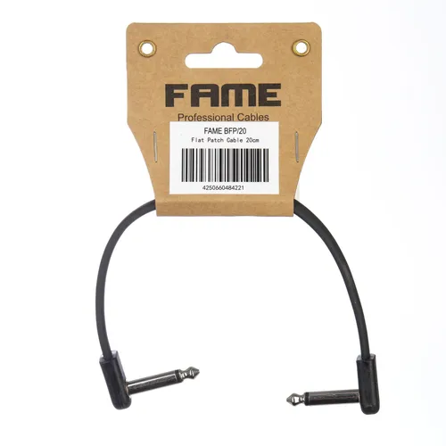 Fame Flat Patch Cable, Black, 20 cm, 0.2 m, Kabel