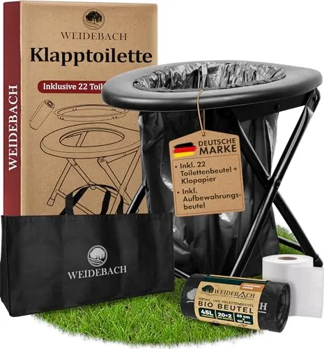WEIDEBACH® stabile Campingtoilette mit geringem Gewicht, inkl. 22 Beutel