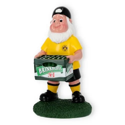 BVB Gartenzwerg Bierkasten - Borussia Dortmund Fanartikel - Fußball-Fanshop, originelle Deko-Figur für BVB-Fans, bringt Teamgeist in jeden Garten oder Balkon.