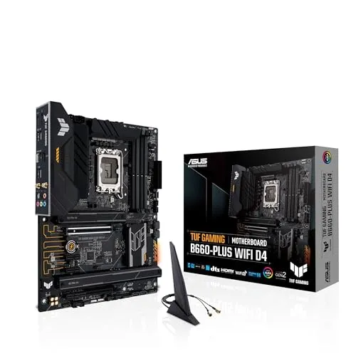ASUS TUF GAMING B660-PLUS WIFI D4 Mainboard - Mainboard für Intel LGA 1700 Sockel, optimiert für Online-Gaming mit Intel WiFi 6 und 2.5Gb Ethernet für blitzschnelle Verbindungen.