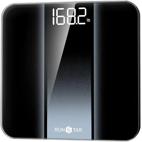 RunStar Personenwaage Digital mit hoher Präzision, Waage Personen gut lesbarem LED-Display, körperwaage mit 6 mm gehärtetem Glas, 400 lb
