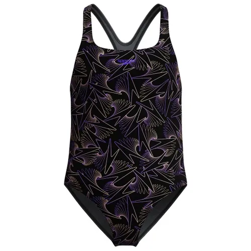 Speedo Girl's Hyperboom Allover Medalist Swimsuit - One-Piece Schwimmanzug für Mädchen, schnelltrocknend und aus 80% recyceltem Nylon, ideal für Fitness und Spaß im Wasser.