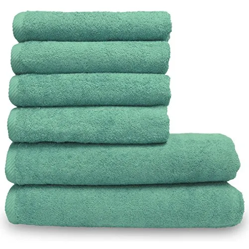 Lanudo Pure Line Handtuch-Set 6 teilig, 2 Duschtücher 70 x 140 cm & 4 Handtücher 50 x 100 cm, Mint-Grün