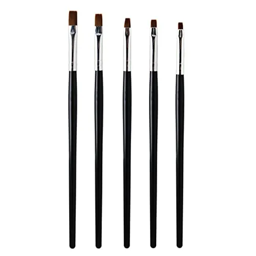 Stück Professionelle Nagel Pinsel,Nageldesign Pinsel Nail art Pinsel Set,Nägel Pinsel UV-Gel Pinselset,Acryl Nagel Kunst Pinsel,Pinsel Nailart Nagelzubehör für DIY Nail Art Design,Schwarz 5