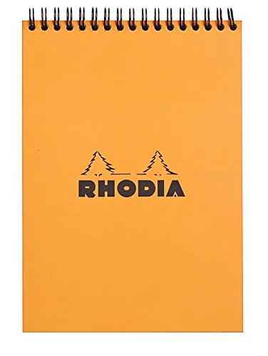 Rhodia 16501C Notizblock Note Pad (mit Doppelspirale, DIN A5, liniert, 80 g, 14.8 x 21 cm, 80 Blatt) 1 Stück orange
