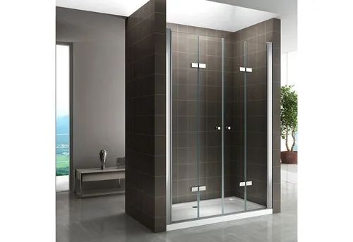 i-flair Dusch-Doppelflügeltür Lena 68x185 cm - Nischenduschabtrennung mit 6 mm Sicherheitsglas, nach innen faltbar und nach außen schwenkbar. Erleben Sie elegante Designs und einfache Reinigung durch die Nano-Beschichtung.