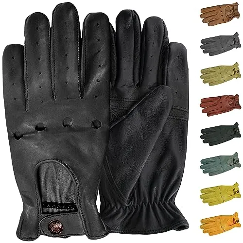 Produktbild German Wear Herren Driving Lederhandschuhe Schwarz (Größe 7=S)