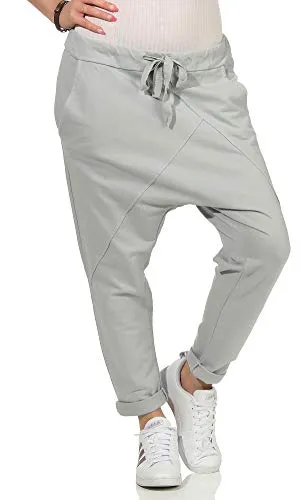Damen Jogginhose im Boyfriend-Style Sweatpants für Freizeit Sport und Fitness 104 (36-40, Hellgrau)