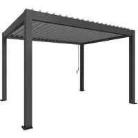 Biohort Pergola 4 x 3, dunkelgrau/silber-metallic - Pavillon aus feuerverzinktem Stahl mit verstellbaren Lamellen bis 130°, bietet optimalen Schutz vor Sonne und Hitze für entspannte Stunden im Freien.