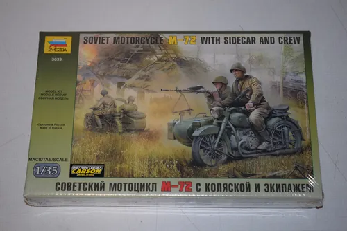 Zvezda 3639 Soviet Motorcycle M-72 w/sidecar & Crew 1:35 Neu mit OVP