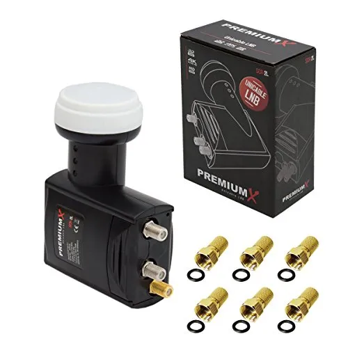 Premium X Unicable LNB SCR 2 Legacy Einkabel System Unikabel 4 + 2 Teilnehmer FullHD 4K HDTV Ultra HD + F-Stecker