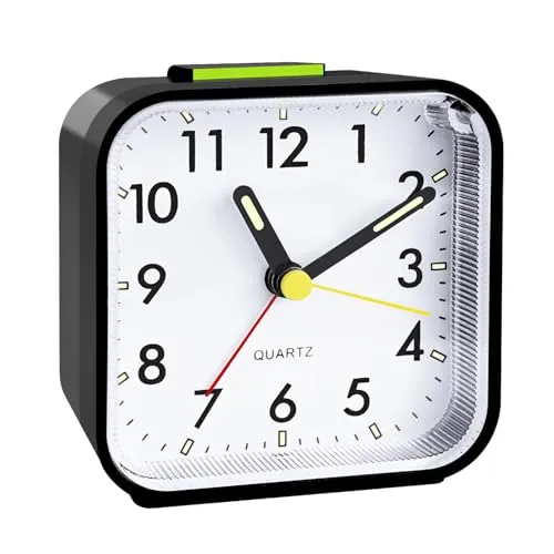 CNMTCCO Wecker,wecker analog ohne Ticken,batteriebetrieben, lauter Alarm,Schlummerfunktion,geräuschloser Betrieb, leuchtendes Display, tragbares Design für Tiefschläfer. (Schwarz)