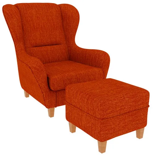 Supellex Ohrensessel Sofia Relaxsessel mit Hocker – Vienna Orange - Eleganter Ohrensessel Sofia in strahlendem Vienna Orange für stilvolle Akzente. Hohe Qualität und Langlebigkeit dank robuster Materialien. Ideal für Wohnzimmer oder Wartebereiche – dieser Sessel vereint Komfort und modernes Design.